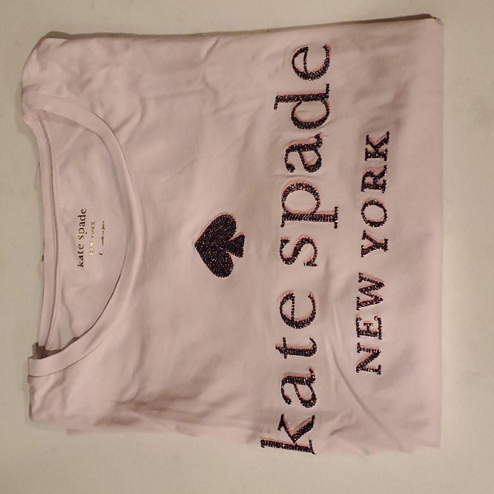 kate spade Pink Short Sleeve Tee with Embellished Logo